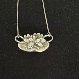 Sterling Silver Lilly Pad Pendant Necklace from the Netherlands with box.